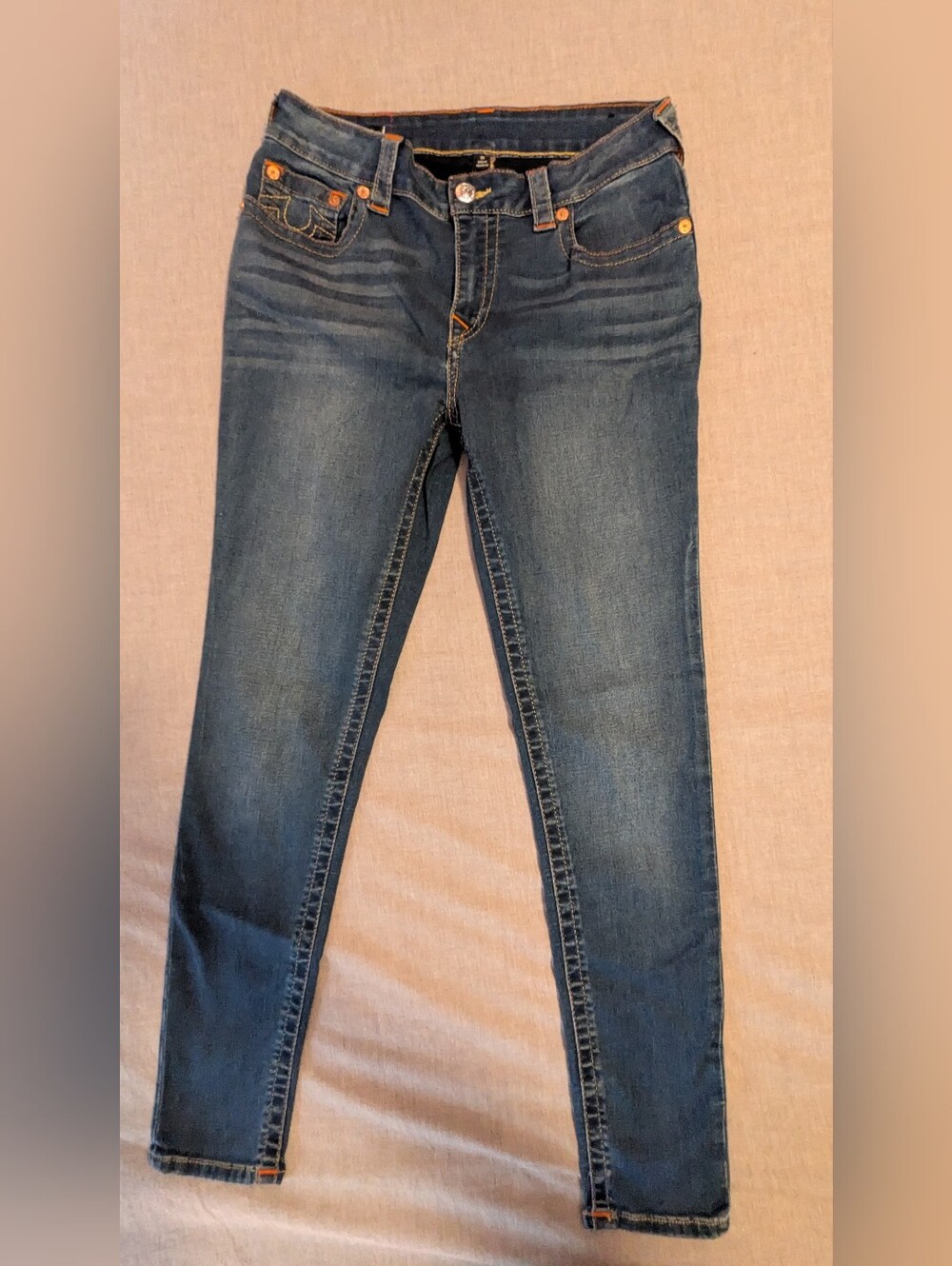 True Religion Women’s Dark Blue Midrise Super Skinny Jeans